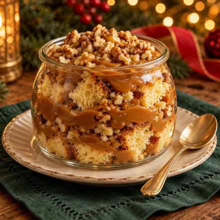 Frasco de dulce de leche y nueces