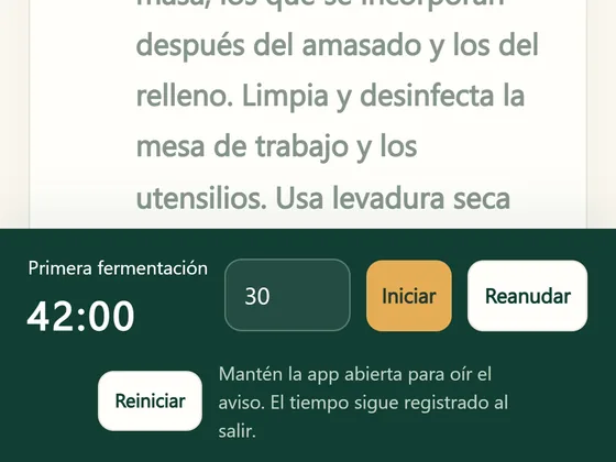 Pantalla real: Modo cocina