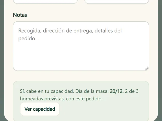Pantalla real: Nuevo pedido